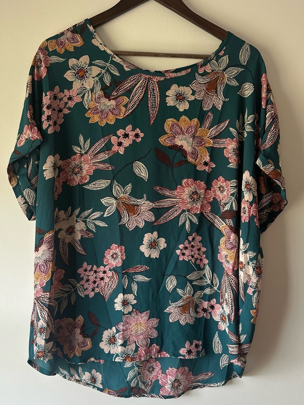 Maurices Green Floral Sheer Blouse XXL